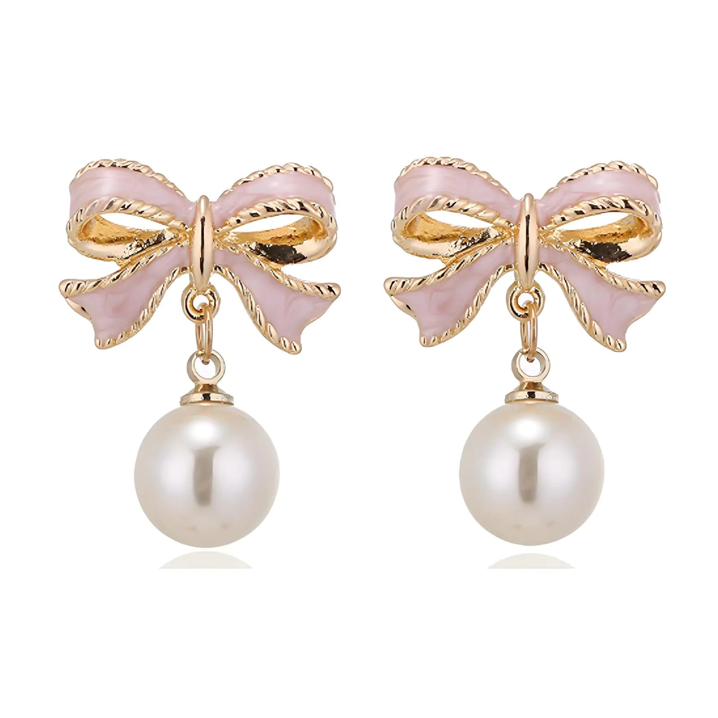 Christmas Pearl Bow Earrings