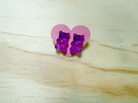 Purple Gummy Bear Earrings